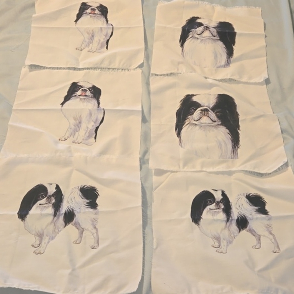 Japanese chin pillow or quilt Fabric squares Set Of 6.